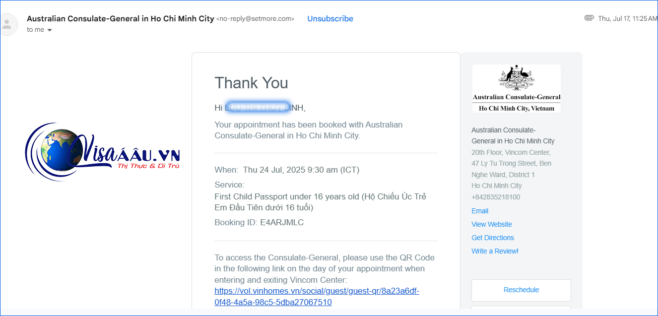 Đặt lịch hẹn với cơ quan lãnh sự Úc khi làm hộ chiếu Úc tại Việt Nam là bắt buộc